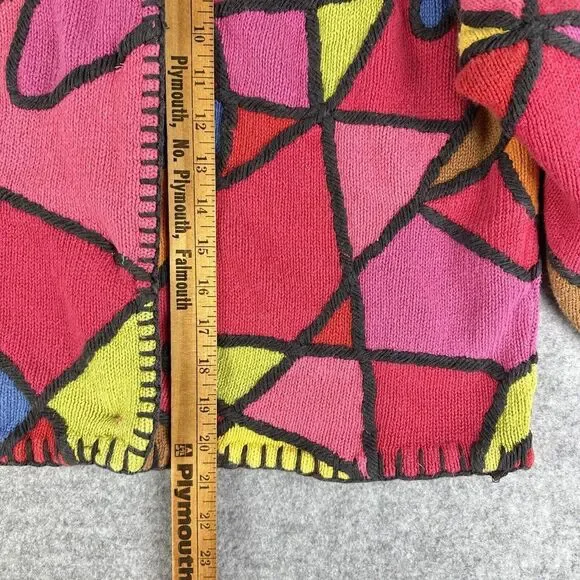 Vintage Cardigan Sweater Womens Small Petite Multicolor Long Sleeve Stain Glass* - Picture 14 of 16
